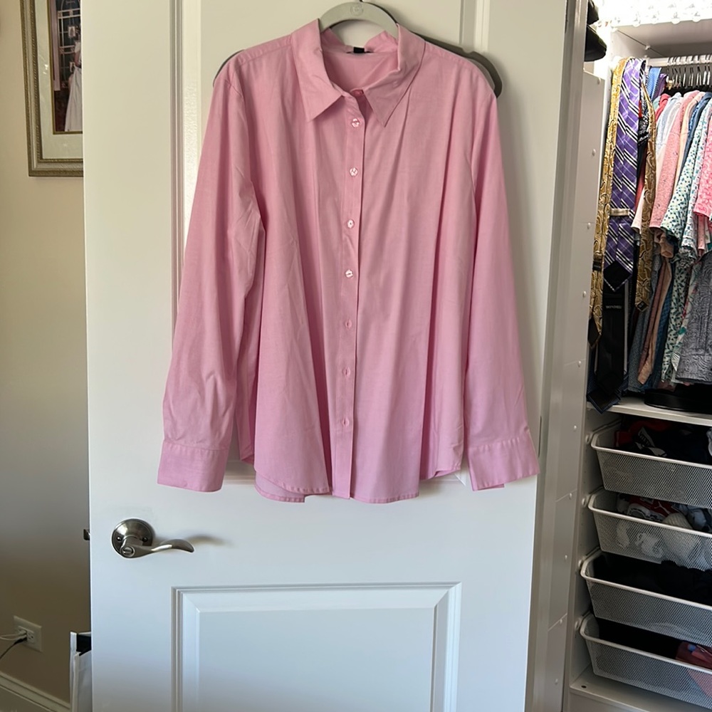 Pink women’s button up sizeXXL Ann Taylor